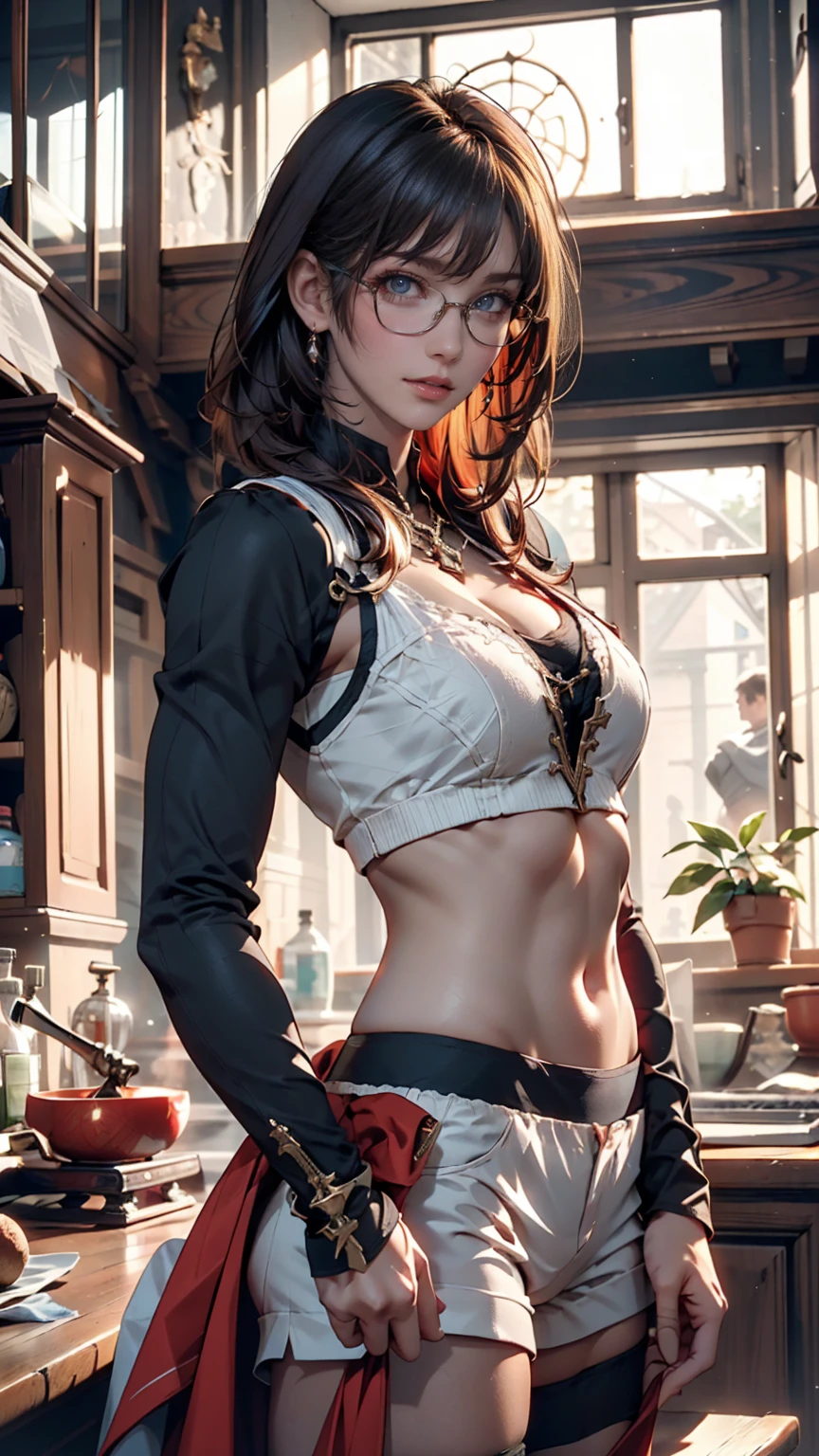 masterpiece , girl, In the Field, ( Light white short hair:1.2), (Red eyes:1.2), (Crossader:1.2), (View your viewers:1.2) , (8k, 最high quality 1.2), Very detailed, 8k uhd, Soft lighting, high quality, Film Grain, Beautiful lighting, Cinematic ,Perfect body , Sexy proportions、Narrow waist、Erotic female body、Alluring、Best lighting, Best Shadow, Sharpness, Contrast, Red glasses, Messy Hair, , Absurd high definition faces, Steel Armor, Large sword
