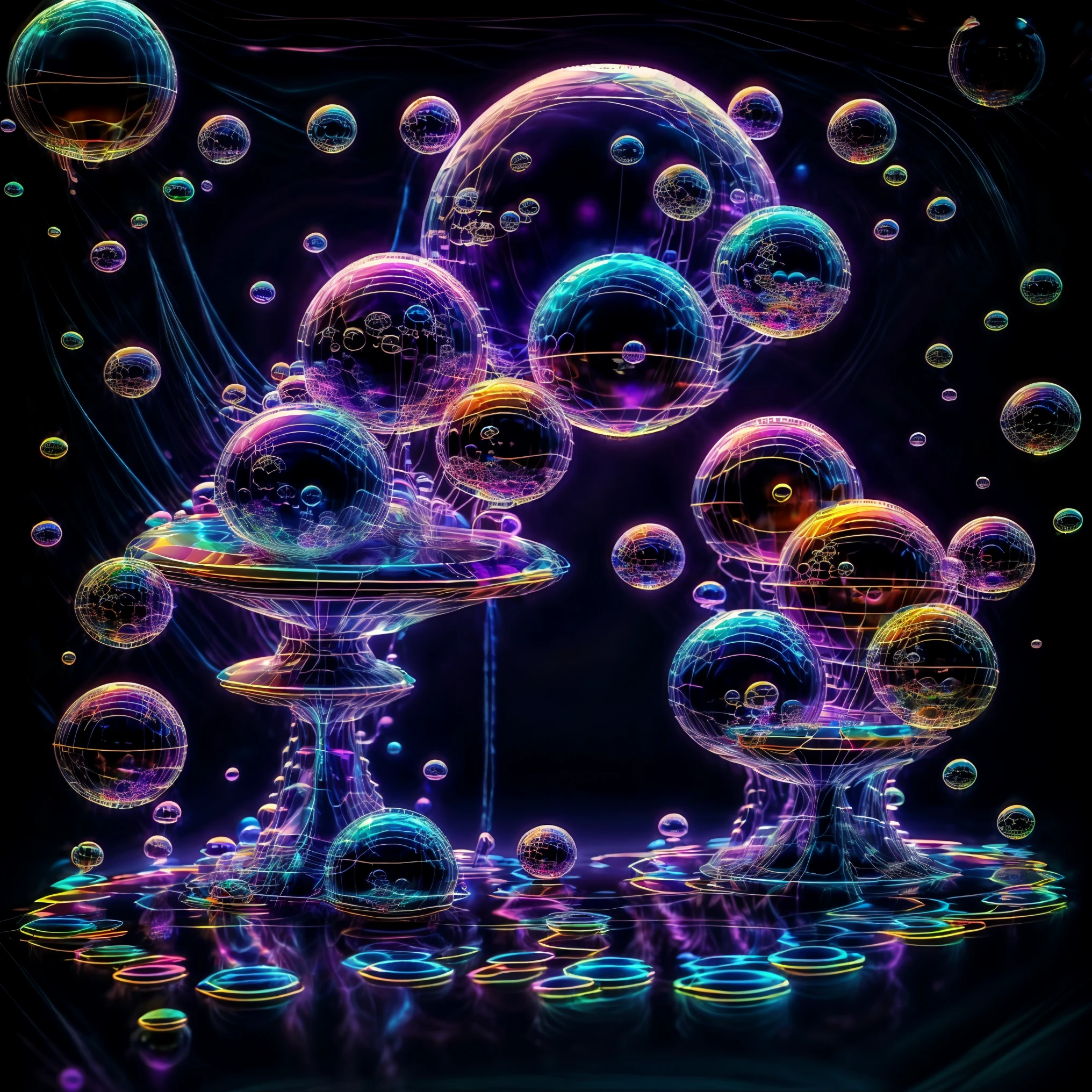 A close up of beautiful bubbles floating on top of each other, LSD, DMT imagery. octane render, psychedelic droplets of water, abstract liquid, and intricate rainbow art. octane render, black 3d fluid simulation,  ethereal bubbles, swirling liquids, and highly detailed, octane render, reflective rainbow bubbles, twisted colors inside of glass spheres, Psilocybin Dream inside an amazing image of light emerging from colors in a shimmering glass morphing out of colors, bright neon and fluorescent colors,very bright, vibrant colors, perfectly formed and symmetrical reflective bubbles and spheres, attention to detail with these beautiful bubbles and spheres, Extreme Hallucinations in a gorgeous piece of  psychedelic digital artwork, Stunning, pixel art, tripped out colors, 4d mandelbulb psychedelics, glass like psychedelic landscape, intricate rainbow environment, psychedelic underwater brightness and glow with neon colors, glowing colors twist inside of translucent glass spheres and bubbles with light and color reflecting off of both in bright fluorescent colors, psychedelic trip, fluorescent and neon aesthetic, psychedelic vibrant colors, bright psychedelic paint splattered backgrounds,swirling spirals and vortex, bright vibrant colors popping out from 3d glass spheres, Rotational Symmetry, Pixel Assets, Portrait photography, Surrealism, Photorealistic, Hyperdetailed, Glass Morphism, Digital Art, Sparkle, Optical Illusion, Glowing Light, Reflective Light, Overexposure, Backlighting, Depth Of Field, Spheres and bubbles show perfect Symmetry, UHD, High Details, High Quality, Super Detailed, Full Focus, Awe inspiring, Shockingly unique wallpaper art, Breathtaking, Indescribably Beautiful, Heaven sent images, Best Quality, Award Winning, MasterpieceA close up of beautiful bubbles floating on top of each other, LSD, DMT imagery. octane render, psychedelic droplets of water, abstract liquid, and intricate rainbow art. octane render, black 3d fluid simulation,  ethereal bubbl