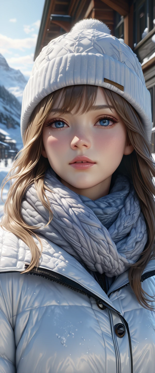 a girl in winter clothes, a coat, a hat, breathing out white breath, winter landscape, cold sky, detailed facial features, detailed clothing textures, (best quality,4k,8k,highres,masterpiece:1.2),ultra-detailed,(realistic,photorealistic,photo-realistic:1.37),detailed winter scenery, snow, ice, cold environment, beautiful winter portrait