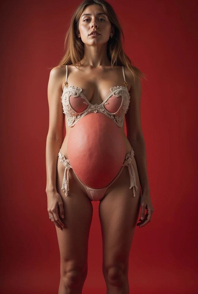 ((top quality, 8k, masterpiece: 1.3)), sharp focus: 1.2, beautiful woman with perfect body: 1.4, jisoo, pink hair, full-body, naked, slender, muscular, (((big: 1.2)), (without bra) (large areola), protruding areola, sheer areola, large breasts that easily spill out of bra, see-through underwear, wet body: 1.1, sexy face and skin texture, sitting, pubic hair, bristles in the lower abdomen, open crotch, ((indicating armpits)), pregnant woman, ayanecos