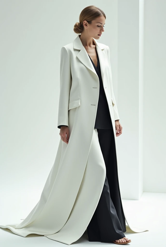 fashion full length photo, 11 years old girl balenciaga mode, with lips apart, ultra white pale skin, light black color, artistic photo, professional photo, perfect cinematic light, full lips, different sides photo