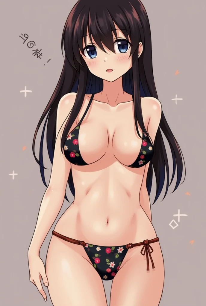 Hinata with black bra and big boobs full body