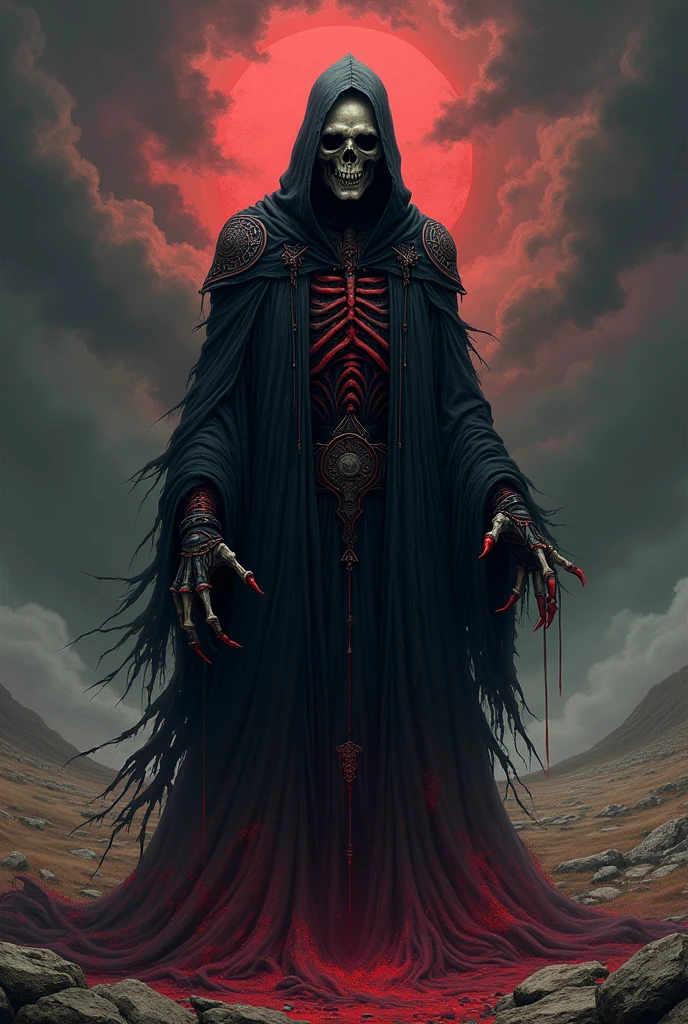 Reaper in，scyscraper，cross of dark lord, king of angmar, touch of death, Taoist robes，cultivating immortals，water ink，from the abys，self-assured，Fairy wind road bone，Blood flows in the background