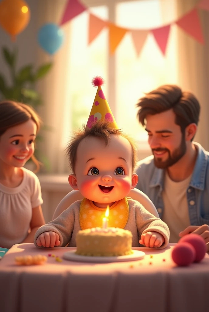 Sweet young baby on first birthdey party