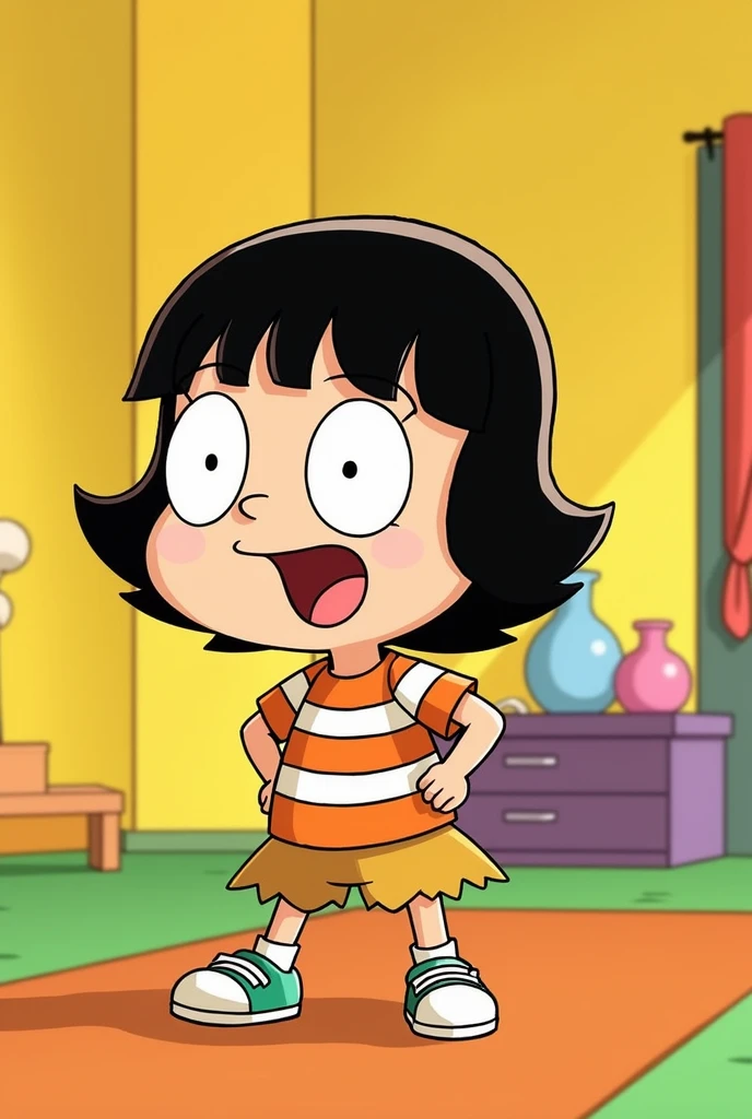 Anne Boonchuy, ((1girl)), ((age ten)), ((((short)))) (short torso), ((score_9)), looking at viewer, smiling, correct anatomy, Chibi, spread_pussy, anus, Ahegao, masturbating, sexo, pene, penetración vaginal