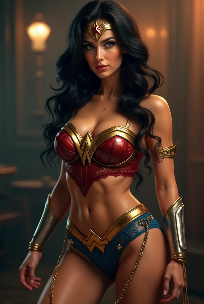 Scarlett Johansson, (bandage:1.3), beautiful body, beautiful breasts, shorts, cosplay Wonder Woman, shot on dslr, detailed face, cinematography, maximum details, neutral colors, hdr, muted colors, soft cinematic light, insane details, intricate details, hyperdetailed, masterpiece, 8k, wallpaper, (detailed), high quality, ((high detailed skin, skin details)), sharp focus, 8k uhd, dslr, film grain