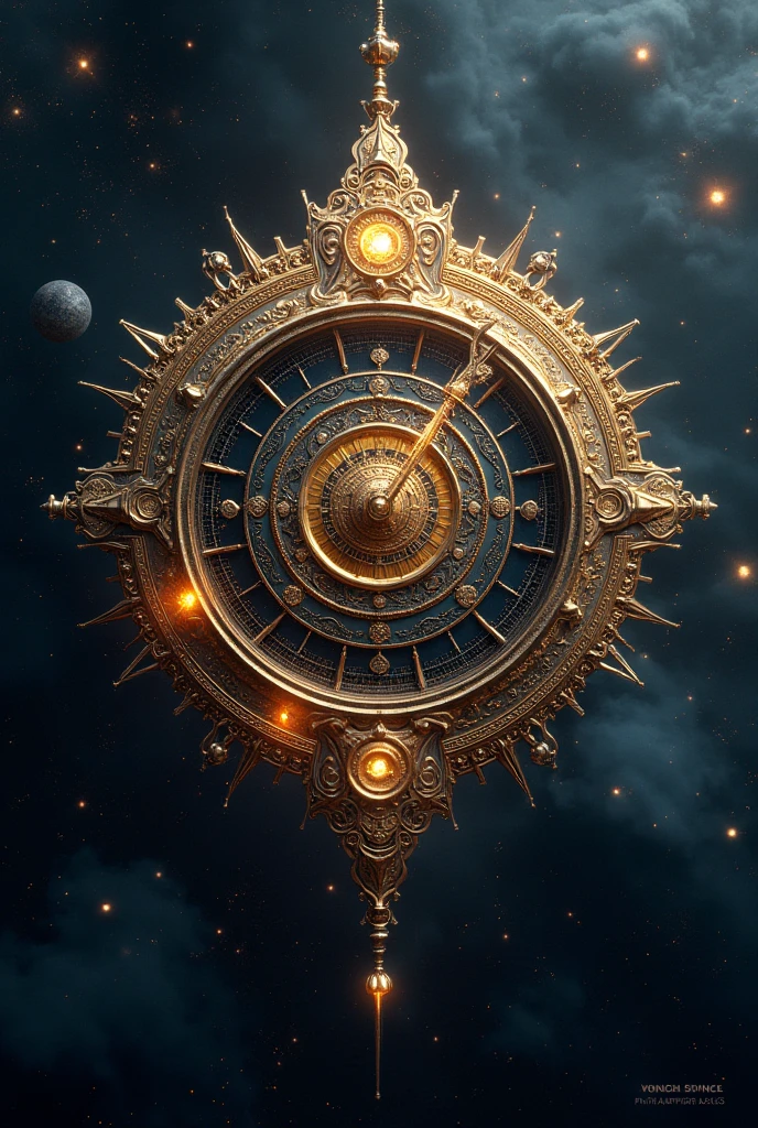 Unbeatable masterpiece,the best quality,starry light,Left and right symmetry,mistic,(Complicated details:1.2),Beautiful,opulent,goddesses,(Gold,Pedras preciosas,A mechanical,oras),hyperrealistc,Aesthetic symbols,golden section,Sword in the stone