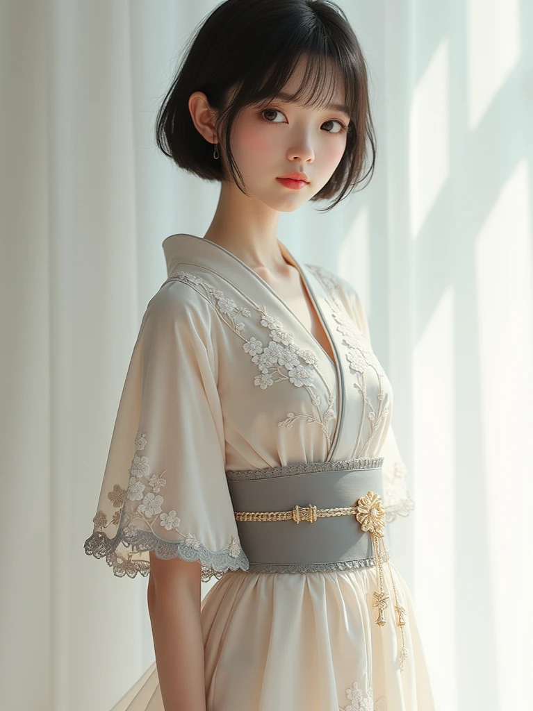 ((sfw: 1.4)), ((sfw, , ruffled skirt, 1 girl)), ultra high resolution, (real: 1.4), RAW photo, highest quality, (photorealistic), focus ,Soft light,((15 years old)),((Japanese)),(((Young face))),(Surface),(Depth of field),Masterpiece,(Photoreal),Woman,Bangs,( (1 girl)