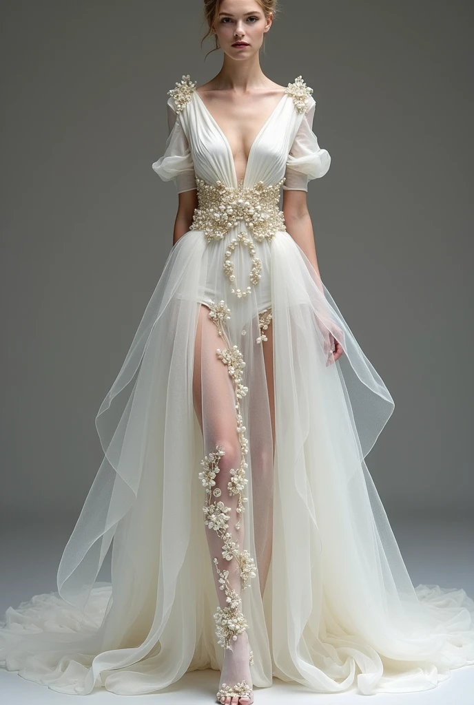 full body, full shot,photorealism, in detail and in detail an extremely beautiful slender sexy bride in a cream wedding dress with intricate lace patterns and a beautiful long veil with intricate patterns stands in partial shade among the columns of a beautiful building. on the face and body, the bride holds the wedding dress with her hands, the pose is beautiful sexy C-shaped stilettos of cream color with intricate patterns, the bride's face is European, perfectly beautiful proportions are neat facial features, the eyes are bright green-blue eyelashes are long and fluffy, the bride's physique is slender and graceful, her legs are graceful and longer than the body in proportion, graceful hands in precious jewelry, on the head of the bride there is a wedding tiara with beautiful diamonds, natural detailed skin, pore skin, skin natural shine, skin color is perfect, cheeks are slightly ruddy, wavy long blond hair to the knees is beautifully flowing in detail and in detail , lighting side daylight soft, hyper detail, sharp focus, photorealism, naturalistic, Jerry Gionis style