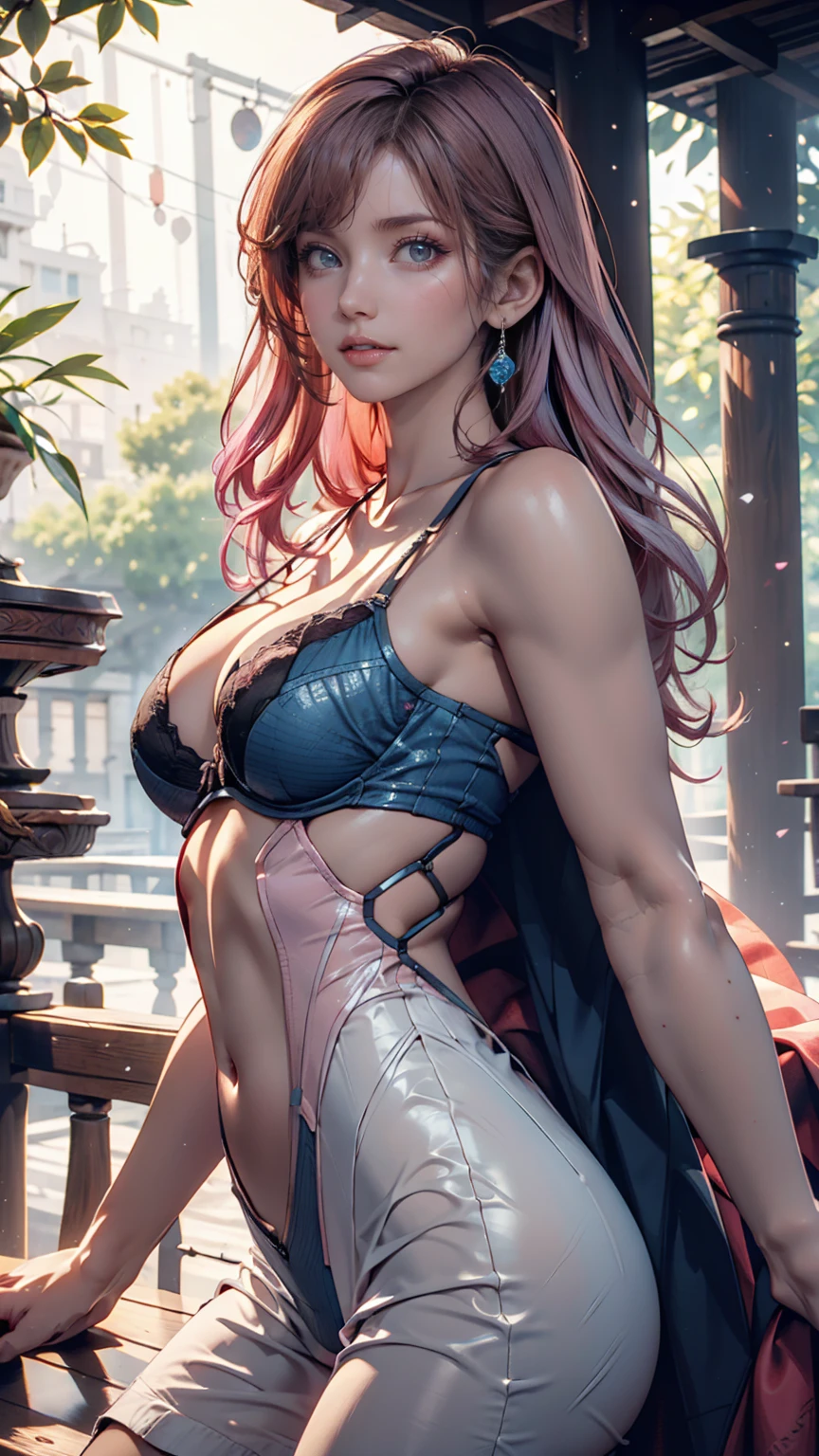  translucent zero suey, Velvet Bra, Zero Suit, Contrast, god rays,  blue eyes,  Pink Hair, tree々Background, Exquisite density ,