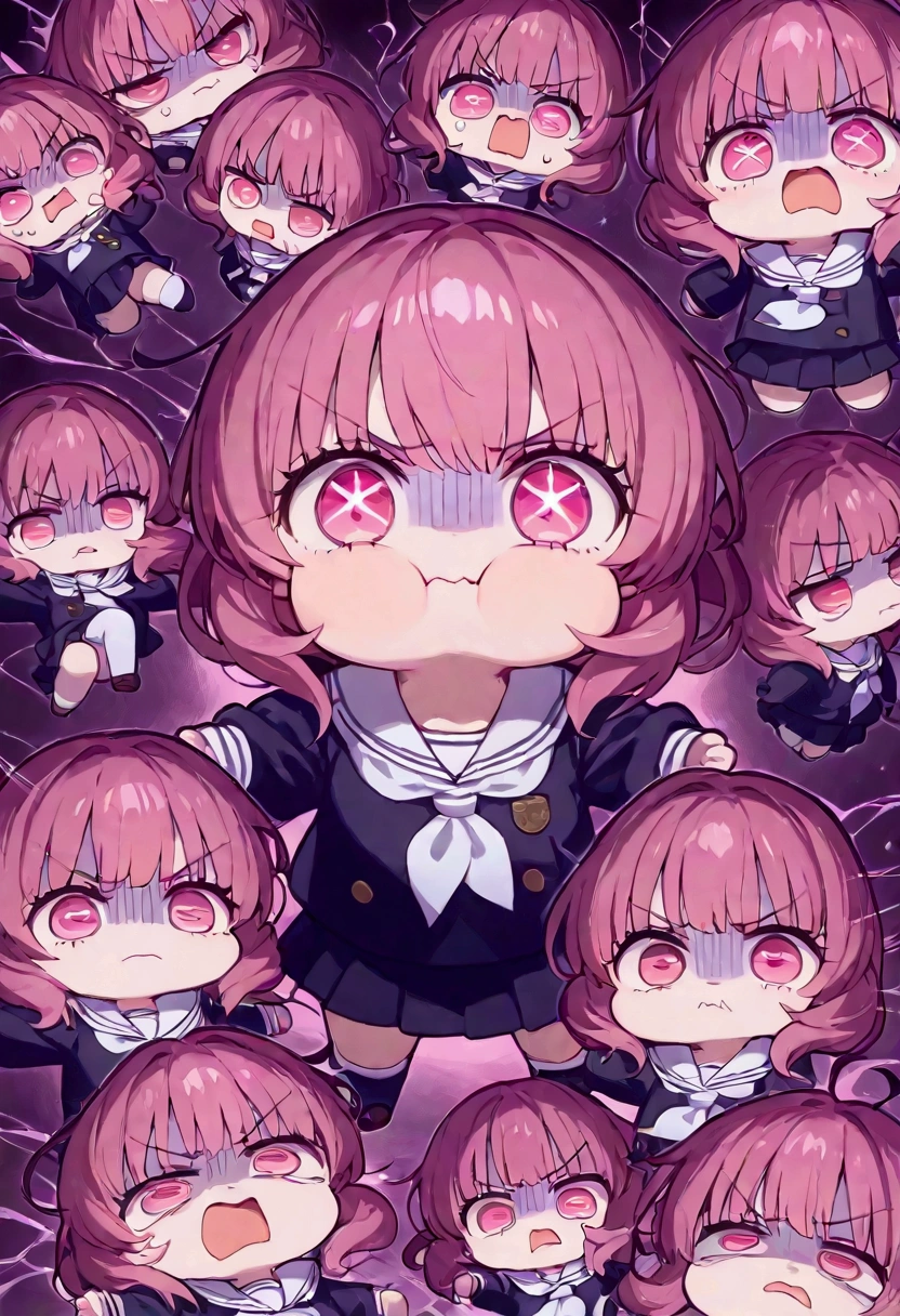  chibi,1 , Alone,  full body ,(cute cheeks:1), ( V-shaped eyebrows ), Tremendous, Anger effect ,  school sailor,masterpiece,  Best Quality , good quality, newest,