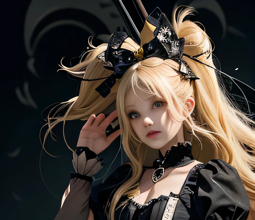 ((((hyperdetailed face, Perfect face and nice perfect face)))),( hight resolution, ultra-detailliert), (((((Petite girl with long hair blonde twin tails)))),(())),((((Gothic Maid Dresses)))),(((girl with))),,((((Jumping)))),(((witch's hat))),(((Open your legs))),(((Fold your hands behind your back))),(((Laugh innocently,Medieval cityscape)))