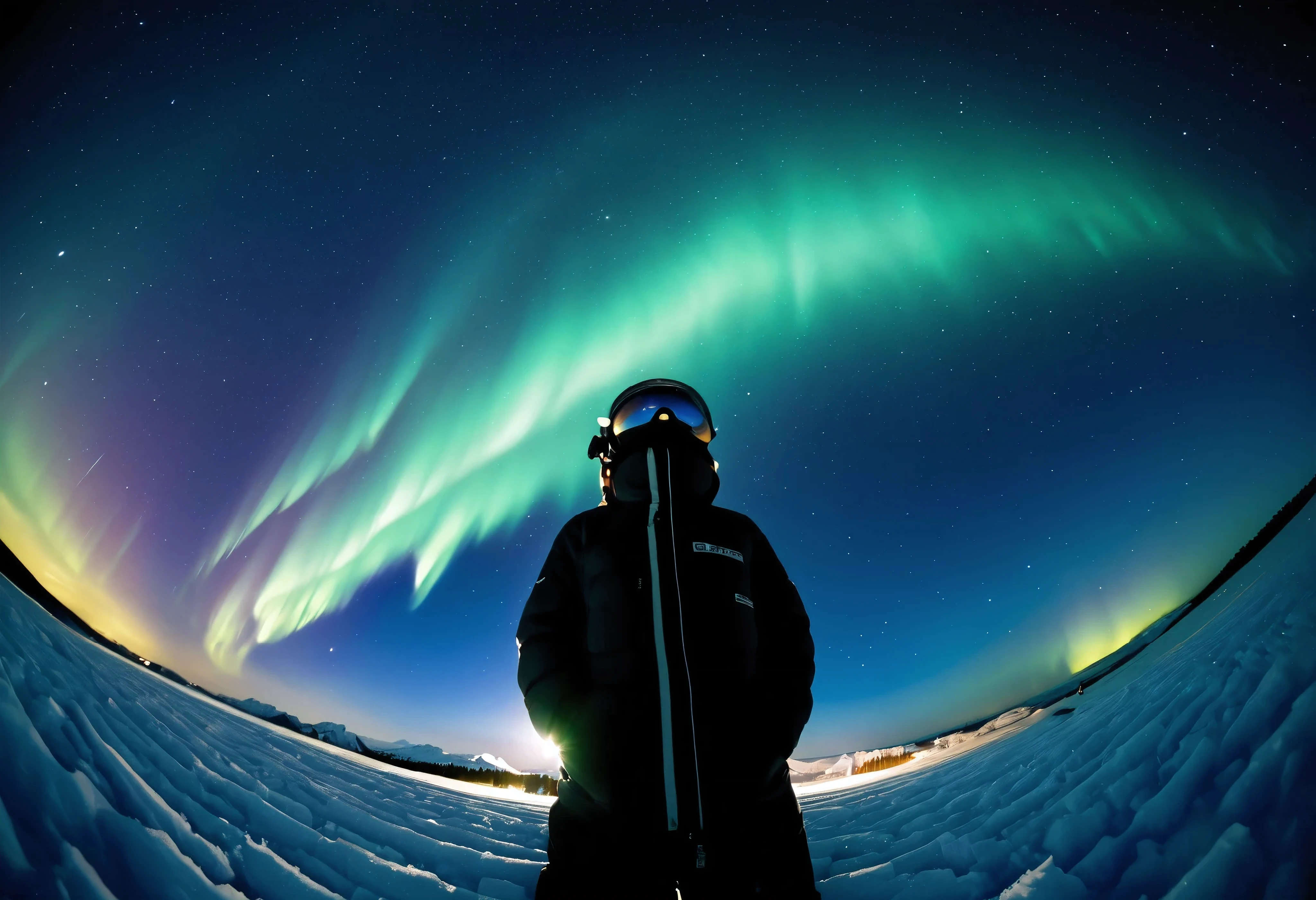 (\Nikon F3, Nikkor 28mm ,  fisheye lens, ISO 50, F:16,  shutter speed :1/1 0), velvia 50 \,  accurate focus ,  secure hold, Charming Blurring ,  RAW Photos,  BRAKE shooting auroras ,  long exposure ,  I look up at a starry sky from above a glacier, It was taken looking directly above, Astronomical photography , BREAK: Subtle auroras in the quiet night sky,  absurd,  high contrast , I will tell you an aesthetic scene that transcends even the providence of nature, BREAK random style transformation, 