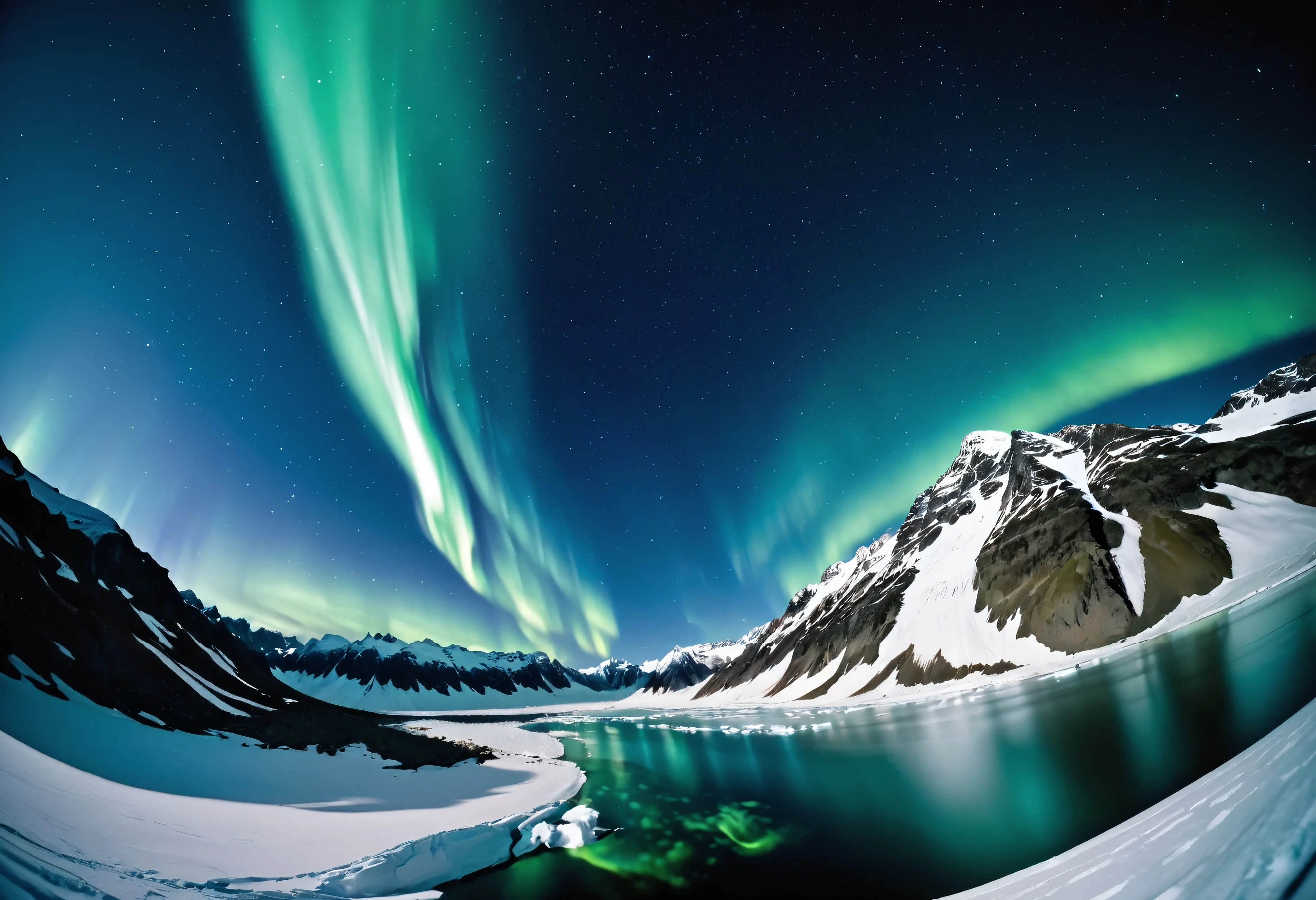 (\Nikon F3, Nikkor 28mm ,  fisheye lens, ISO 50, F:16,  shutter speed :1/1 0), velvia 50 \,  accurate focus ,  secure hold, Charming Blurring ,  RAW Photos,  BRAKE shooting auroras ,  long exposure ,  I look up at a starry sky from above a glacier, It was taken looking directly above, Astronomical photography , BREAK: Subtle auroras in the quiet night sky,  absurd,  high contrast , I will tell you an aesthetic scene that transcends even the providence of nature, BREAK random style transformation, 