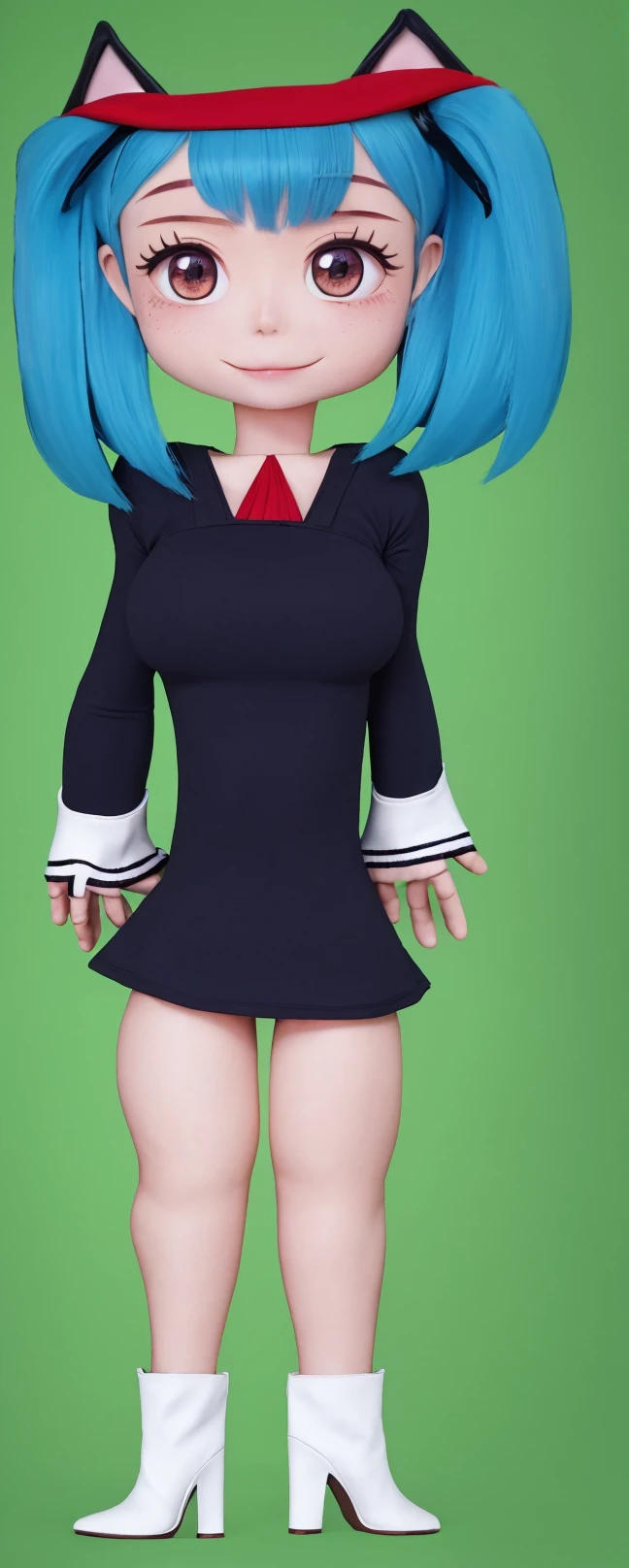1 skinny girl, solo, light blue hair, side face, BREAK, (dark purple eye:1.4), bending back, looking at viewer, BREAK, black plunging neckline short dress, dark yellow cropped jacket, black thighhighs, BREAK, (bouncing unaligned huge breasts:1.5), cleavage, very short torso, (inconceivably narrow waist), thin long legs, BREAK, (show off crotch:1.4), BREAK, strong wind