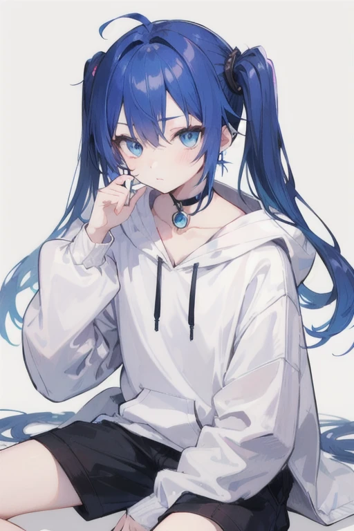 masterpiece, best quality, masterpiece, best quality, 1girl, solo, blindfold, wearing high school uniform blue color, blindfold white color, blindfold quality, background school