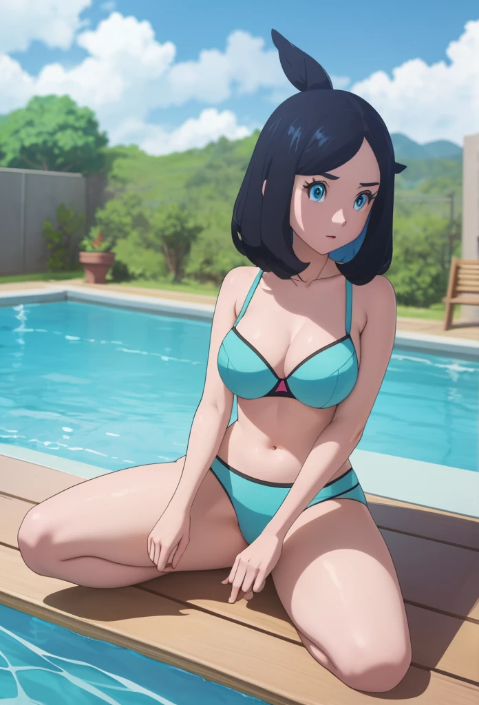 (masterpiece, anime style:1.9, bold drawing lines, plain, bare body, BIG BREASTS, less clothing, taking off shirt, bare shoulders, seductive, very tight white micro bikini, no shirt, showing off), hinata\(boruto\), mature female, sunbathing, milf, (curvy:0.8), solo, short hair, hime cut, (dark blue hair color:1.1), white, flat belly, perfect eyes, anime eyes, smoky eyeliner, eyeshadow, perfect face, sharp focus, professional artwork, intricate details, colorful, vibrant colors, vivid colors, digital blending, ultra detailed body, ultra detail hair, ultra detail face, trending on pixiv, kind smile, happy, very hot colors, sun effect, holding armpit, setting on couch, armpit on couch surface, leaning on couch, good lighting over body, epic,