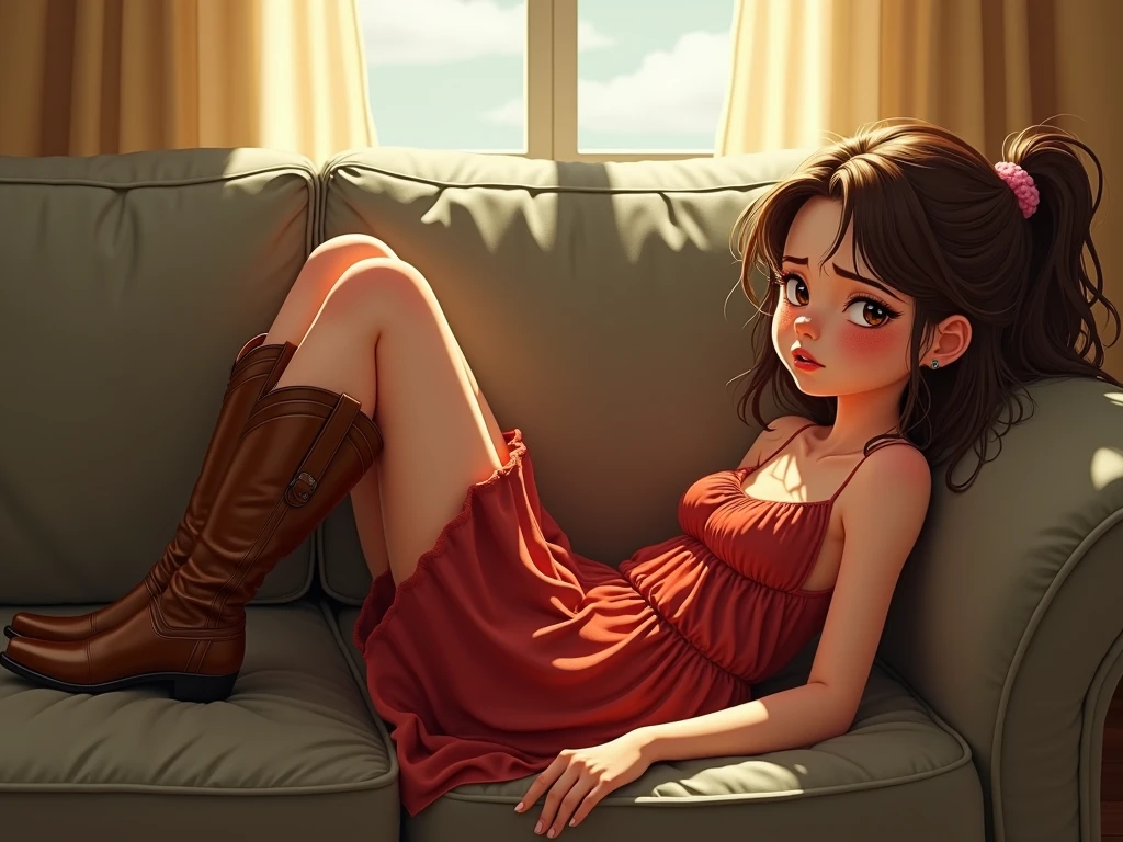 Anime with text:
Indian girl, barefoot, sitting, showing her feet, focus on feet, foot fetish
