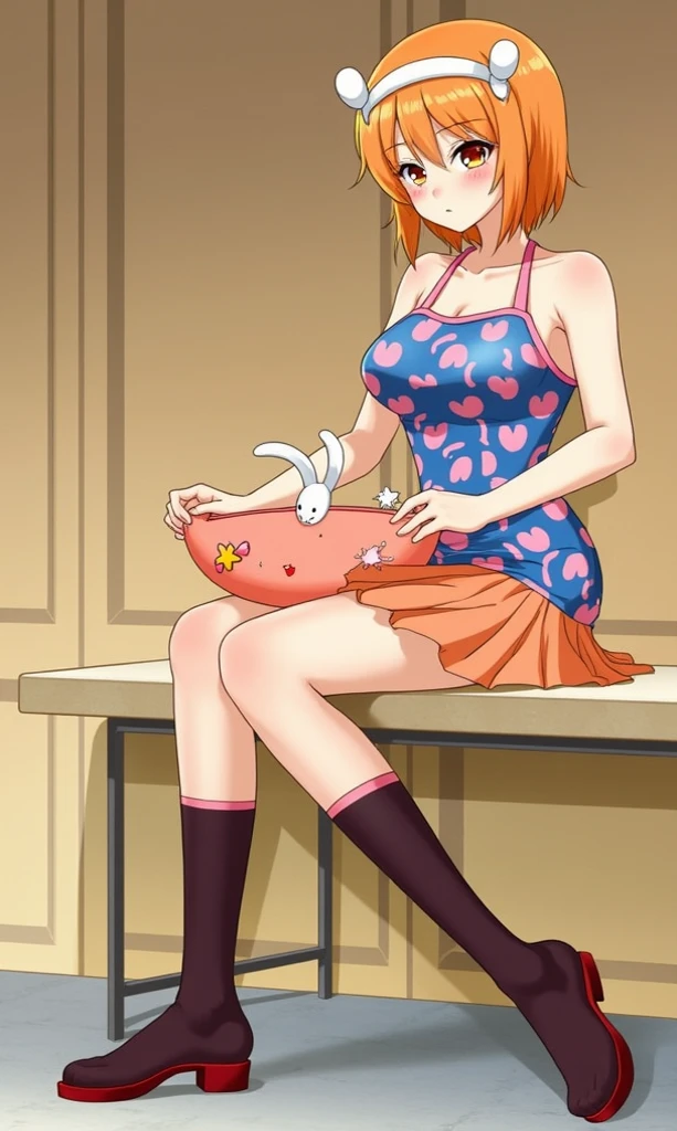 (((From below))),hot summer,skirt,Cleavage,Ass,hibiscus,suit,Polka dot panties,dance