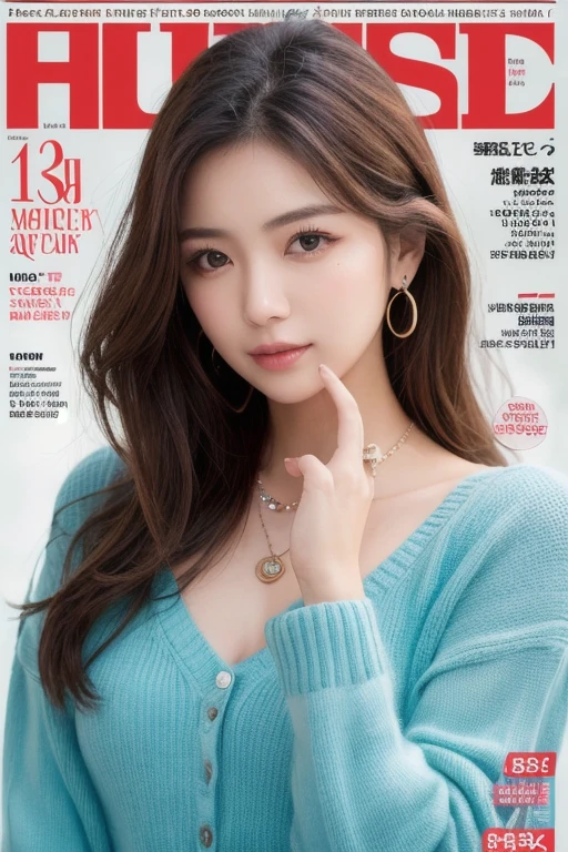 masterpiece, best quality, spring outfit, colorful hair, outdoor, magazine cover ,upper body,