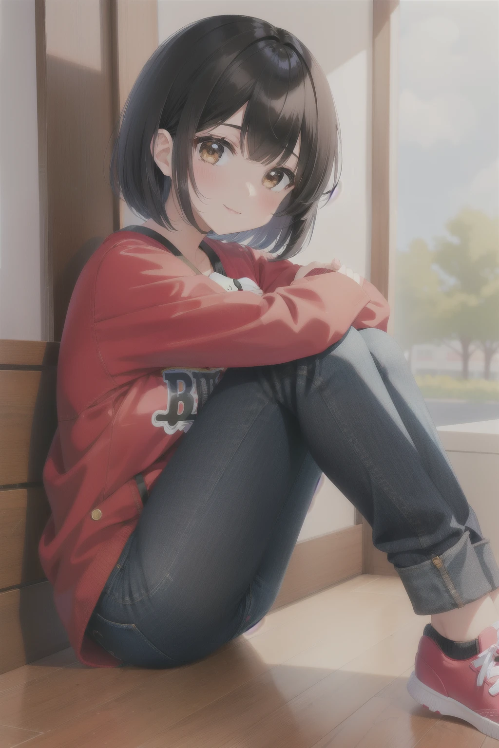 An old broken frame is sitting on an old navy blue table with blood on it.. In the photo inside the frame, a girl poses with her mother and father