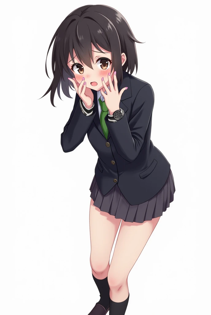 (Unity 8K Wall Pace),(Highest quality),(High resolution),(Very detailed),(Perfect Anatomy),(Beautiful attention to detail),(Very detailedベニス),(masterpiece, Highest quality), Browsing Caution,(1man,1girl), BREAK Japan,Girl,5 years old,(Not cute),((scared:1.8)),Black Hair,(pixie cut),short hear,,Japanese ,Navy Blue Blazer,Pleated skirt,White socks,Sit in front of the audience,Staring at the audience,(hand job:1.5),Grab your penis, BREAK Small penis,(Viewer's penis),Realistic penis