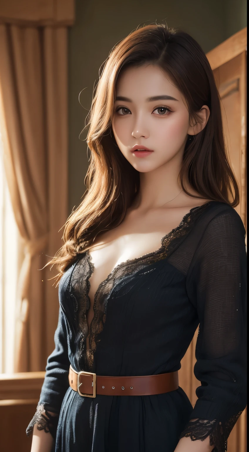 18 year old beautiful girl, big eyes, large breasts, and slender, 8K, top quality, (very detailed head: 1.0), (very detailed face: 1.0), (very detailed hair: 1.0), maid clothes, very detailed official artwork, anime moe art style, clean detailed anime art, smile, golden hair, smooth long hair