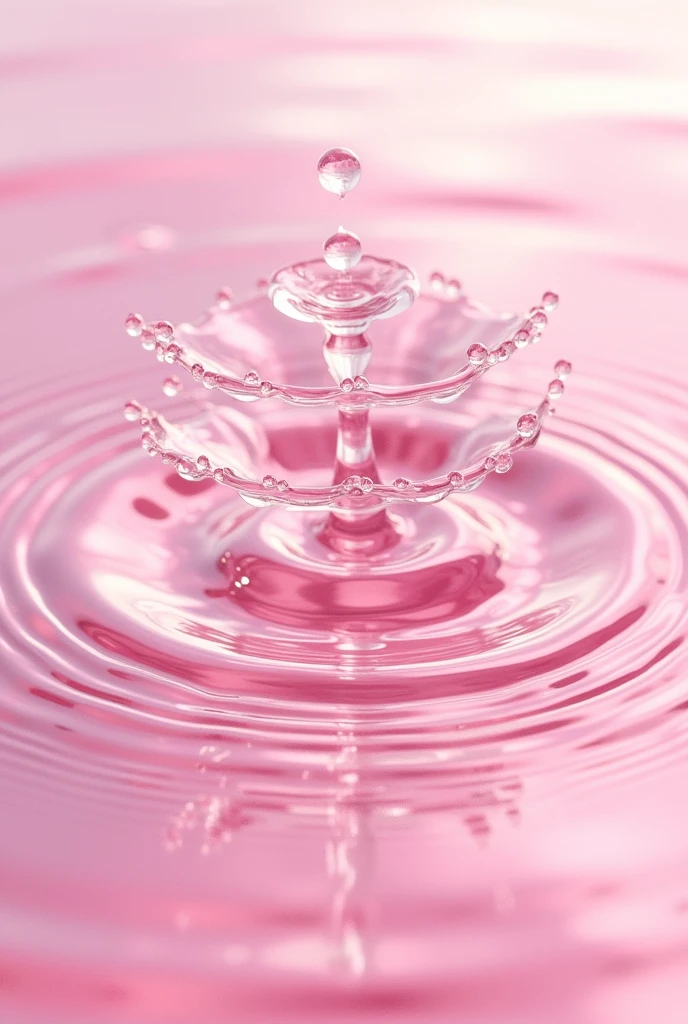 1girl, solo, color style5 texture influence image,glittering effects,soft color,beautiful gradation,background is color style5,  a water droplet splashing into pink liquid, creating an abstract pattern.