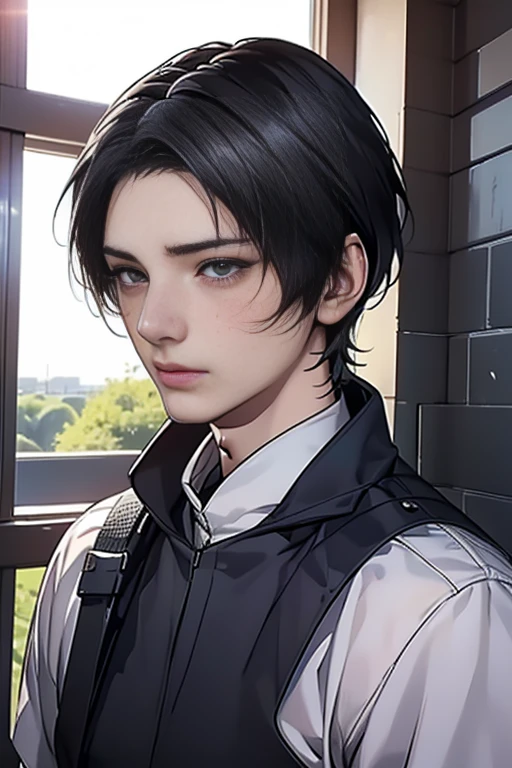 (High-definition CG), ( Best Quality ), (Kashu Kiyomitsu ), (Overall view)  Huagai with a cool and handsome face  ,SWAT Clothing,  Beauty, 18 years old,  Toned and muscular,  With a cool and handsome face , Sharp Eye