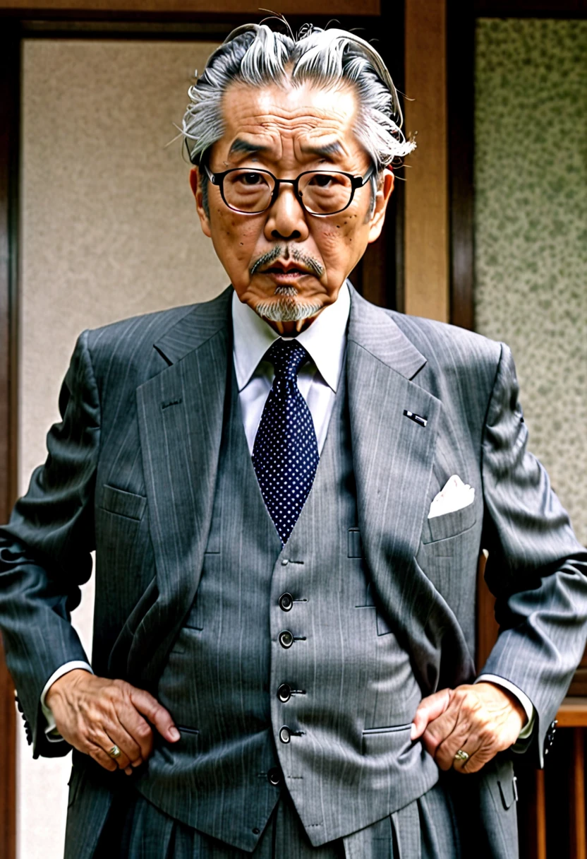 Oldman , Majestic, Serious, Nakayama suit, Grey Hair,  shocked 