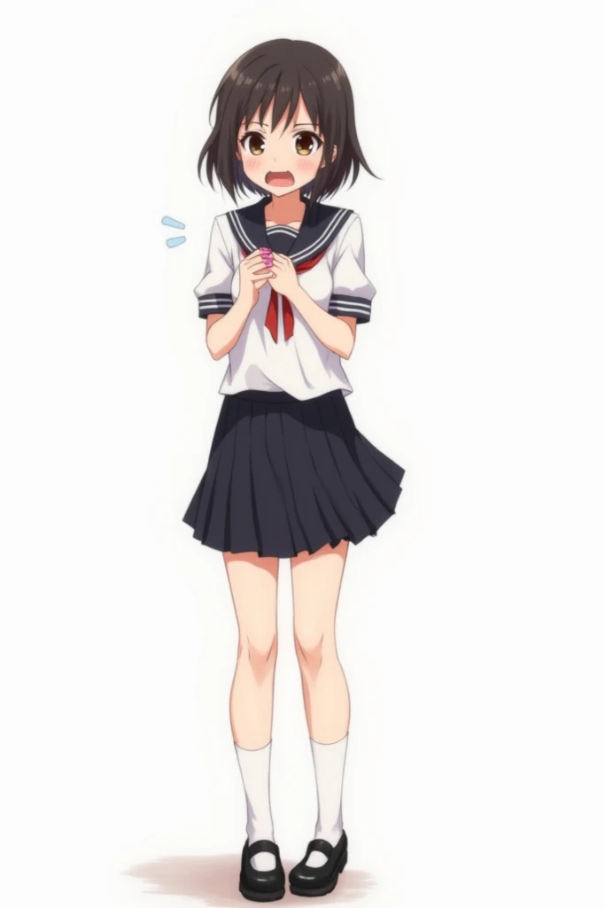 Kitasan black, ahoge, hair ornament, animal ears, horse tail, (black hair),
(facing the wall), (hands on the wall), (bending elbows), (mid-waisted), (putting weight on the wall), (sailor uniform), (long sleeves), (dark blue clothing), (sailor skirt) ,(blush),(sigh),
(futanari), (erect penis), (blush), (ejaculation), nsfw, troubled eyebrows, orgasm, (dark sperm)