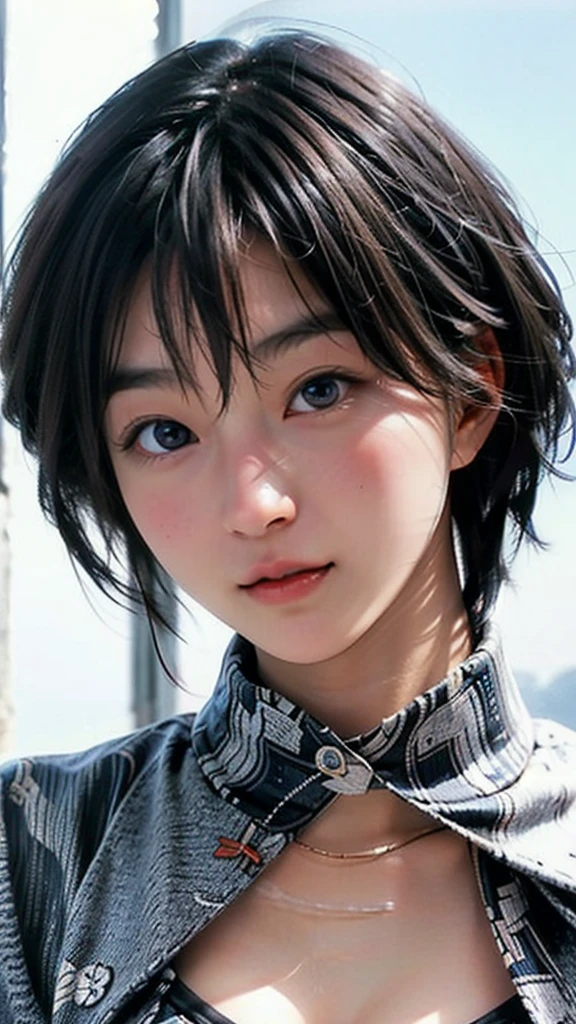12 years old, (japanese Famous idol:1.4) (1cute girl:1.4) (very young face:1.4) best quality, face focus, soft light, ultra high res, (photorealistic:1.4), RAW photo, 1japanese girl, solo, cute, (pupil, lights in the eyes), detailed cute face, (small chest),(high resolution detail of human skin texture), Damask Shirt Dress, (portrait)