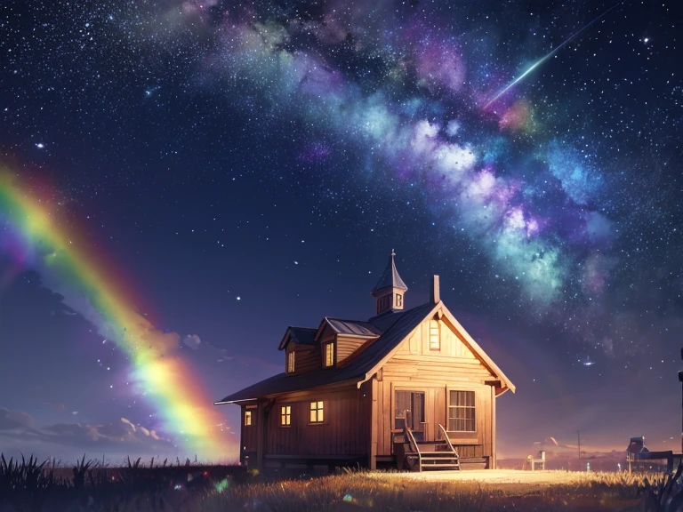 A rainbow in the night sky　Landscape only