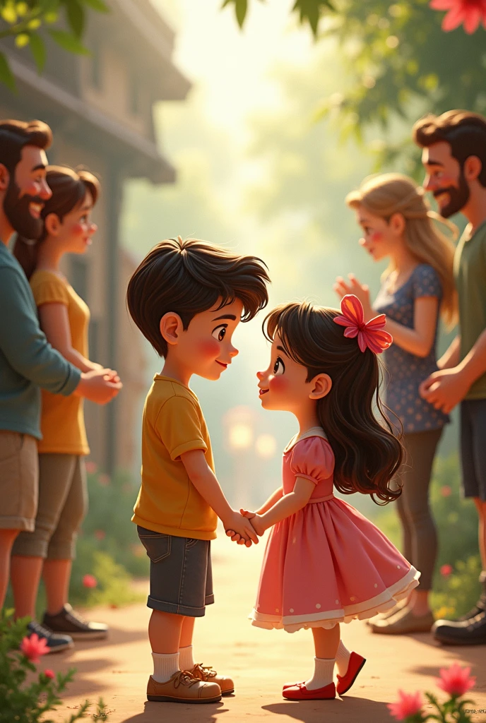 a woman named Sofia and man named Ahmet. birthday party of Sofia in which there are her pupil kids around. and Ahmet is sitting on one knee proposing her
