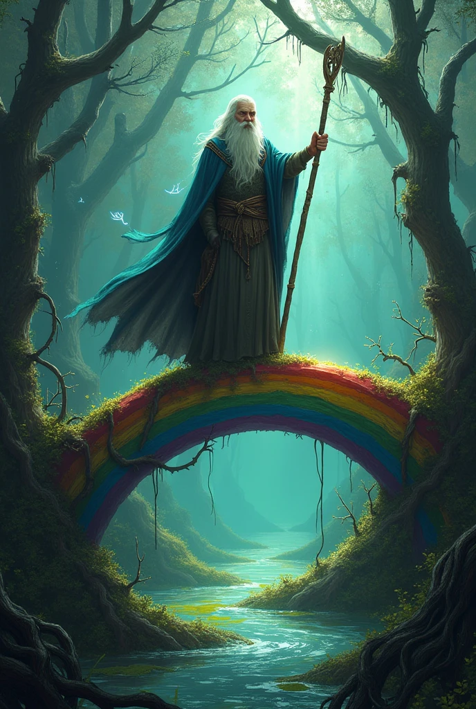 The wizard who crosses the magical rainbow bridge caught in the poisonous swamp