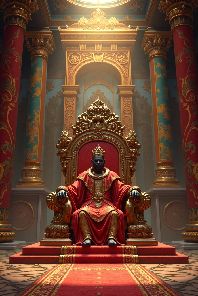Zarathustra, sits in the temple, his face in all details 4K, he sits in the holy temple. Futuristic temple background, all colors are bright and saturated.