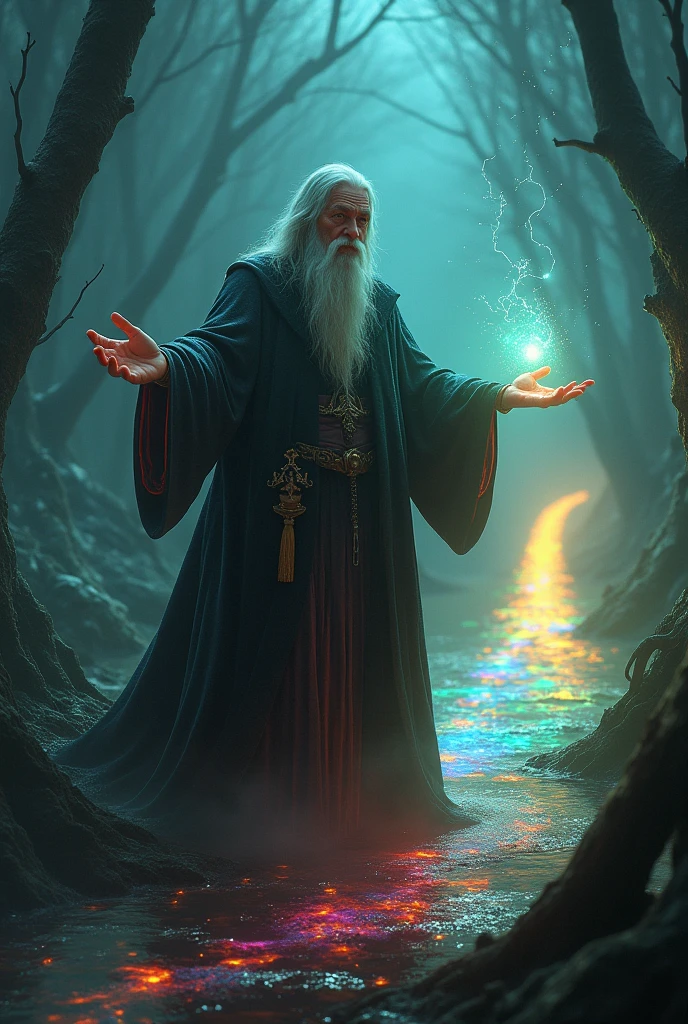 The wizard who crosses the magical rainbow bridge caught in the poisonous swamp