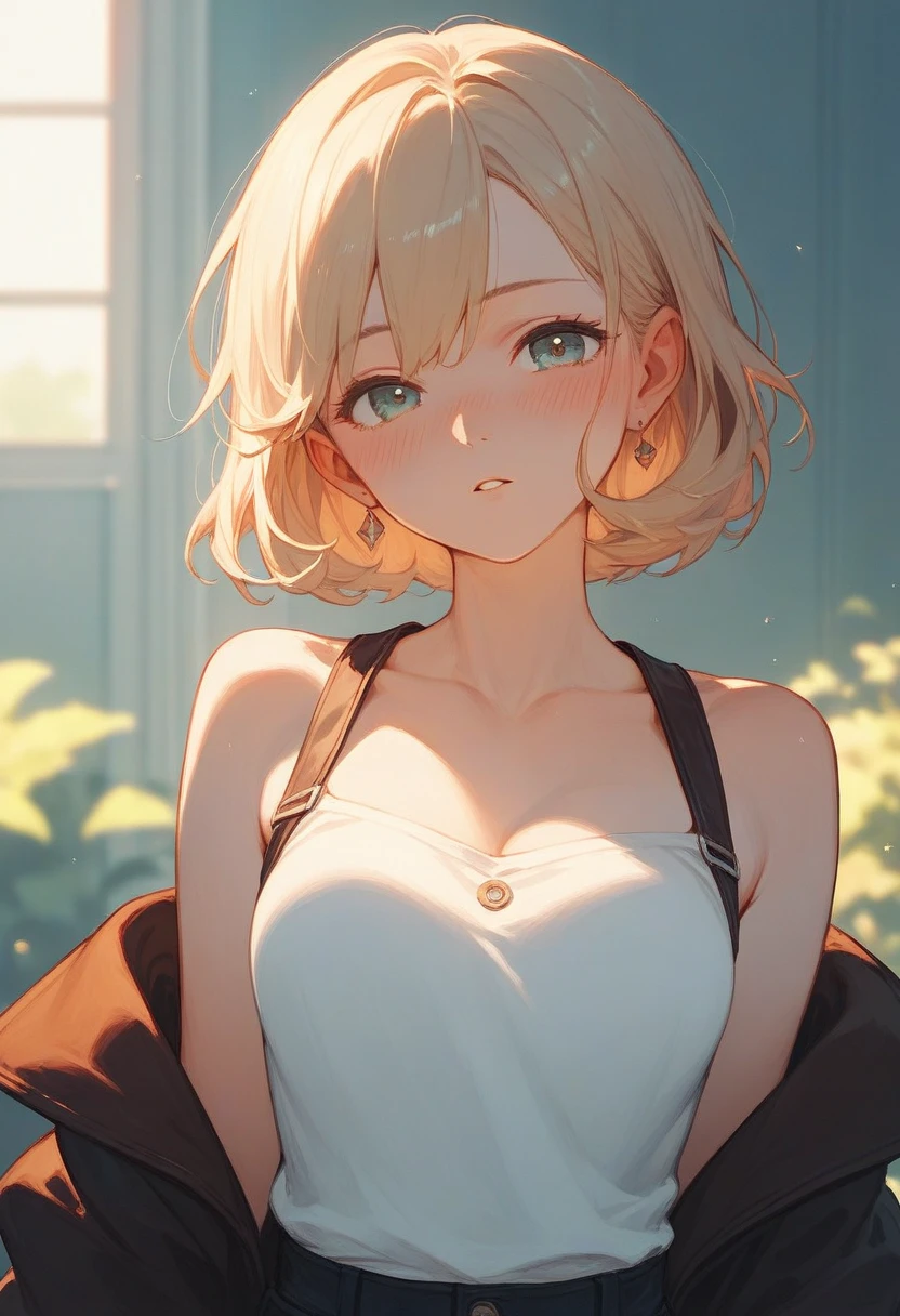 femele、Glamour、paparazzi shooting、a blond、Longhaire、bob cuts、Red ribbon hair ornament、Brown-eyed、((wearing white t-shirts)), 8K、high-level image quality、masutepiece、top-quality、hard disk、A highly detailed、Stereoscopic lighting、Photorealistic、((a wet body))、Rain-drenched body、Shiny body、((Oiled body))、((Oily body))、((Shoot from below))