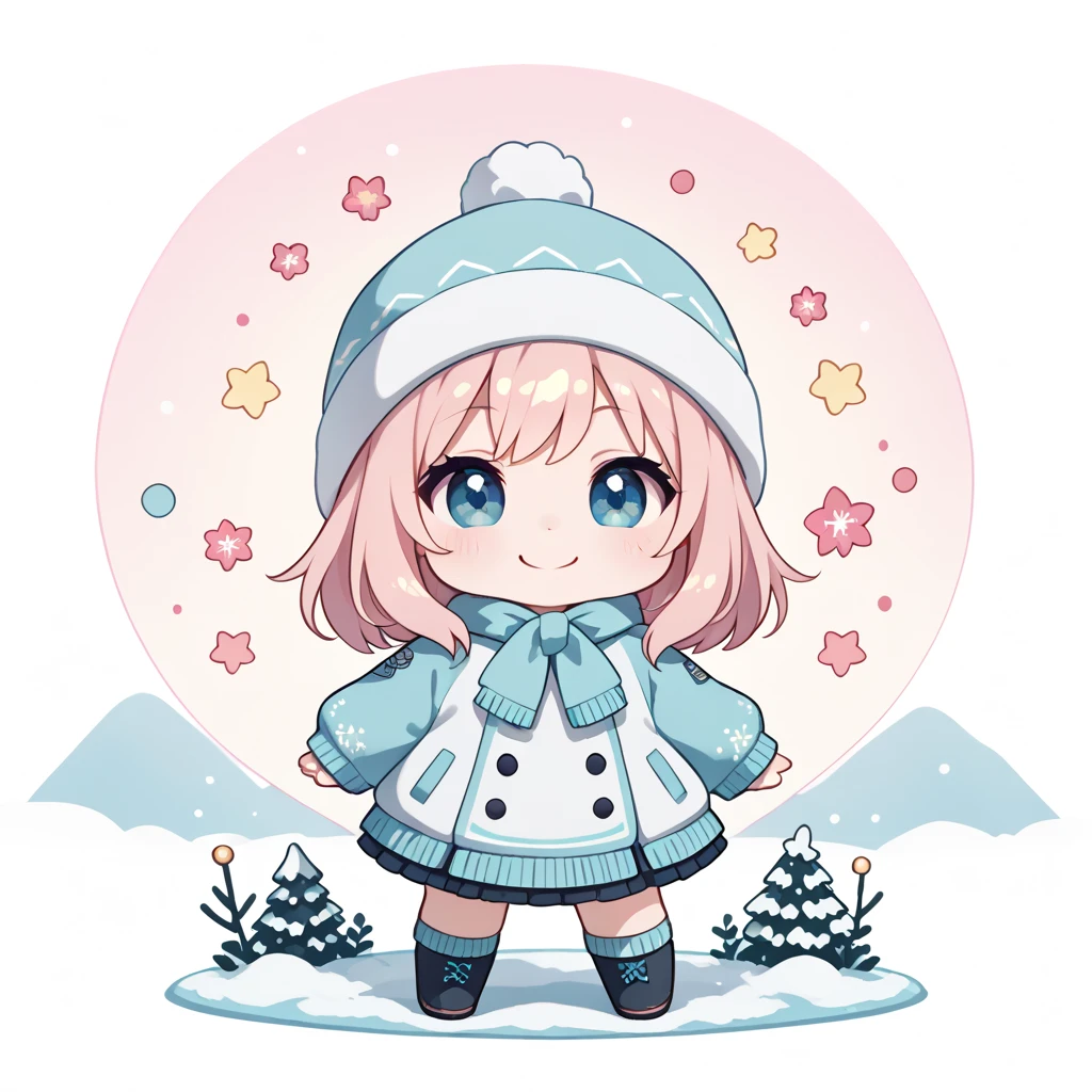 (1 chibi girl, solo:1.3), cute, big droopy eyes,
winter wear, dynamic pose, happy, smile,
pastel, (masterpiece, best quality, hyper detailed:1.2),