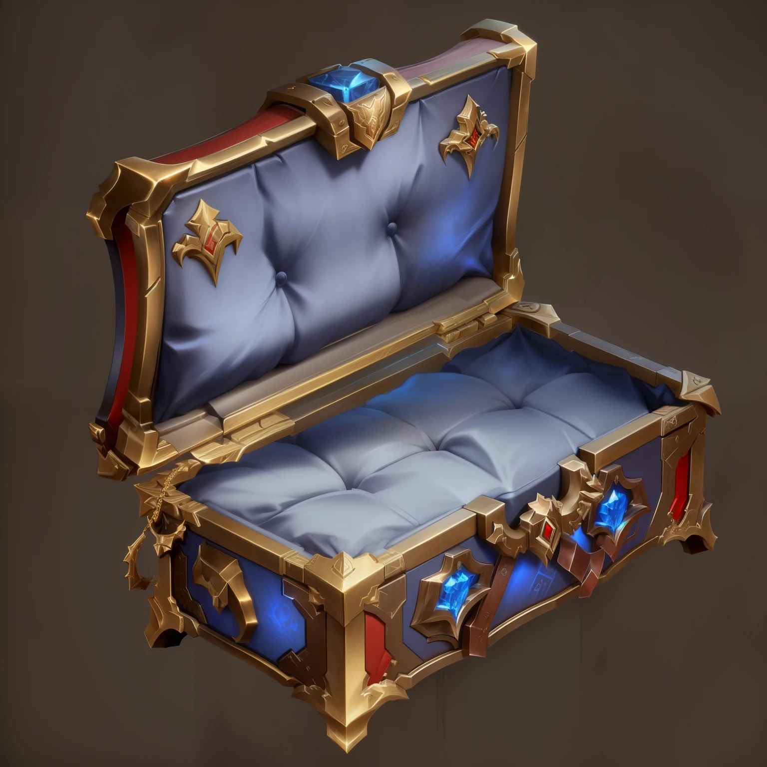 Metal Chest Closeup ，（High-end，luxury，gorgeous），leather，gorgeous的宝箱， game icon研究所， game icon， Diablo Conceptual Art Drawing，HD，4K，