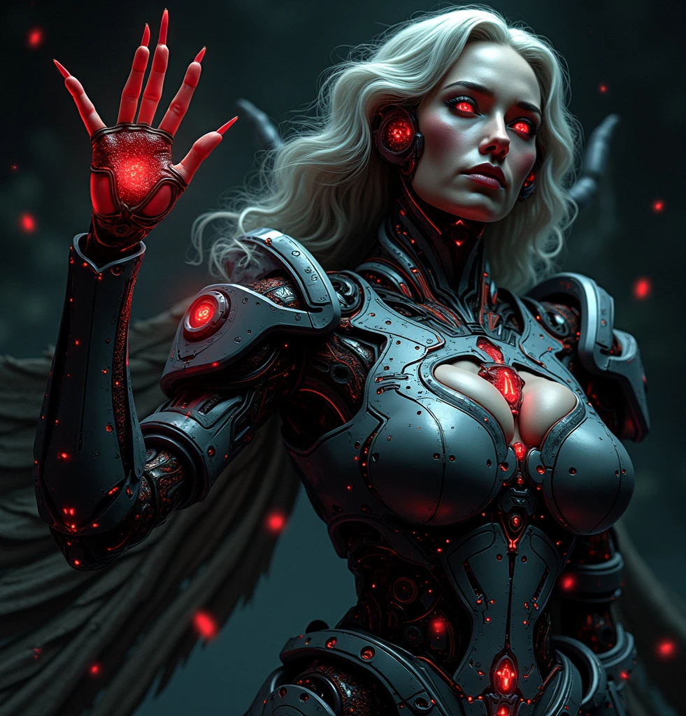 a girl with electricity emanating from her hands, electricity bolts forming the word MARCO, detailed face, beautiful detailed eyes, beautiful detailed lips, extremely detailed eyes and face, long eyelashes, cinematic lighting, dramatic lighting, glowing electricity, neon lights, radiant energy, dynamic pose, dark background, vibrant colors, digital art, concept art, 8k, high resolution, hyper detailed, masterpiece