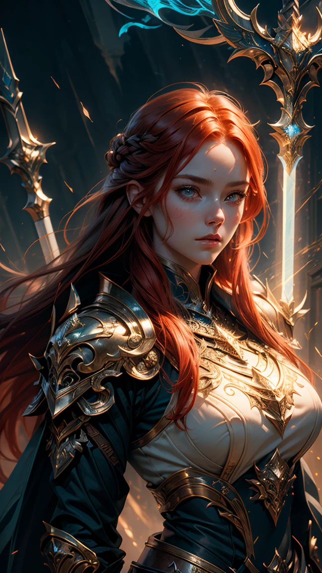 a full body image of Nayane Laura Menequel XX weeks 13, a beautiful young woman with a friendly warrior appearance, detailed light honey eyes, long red hair, wearing black boots, she is in a heron pose