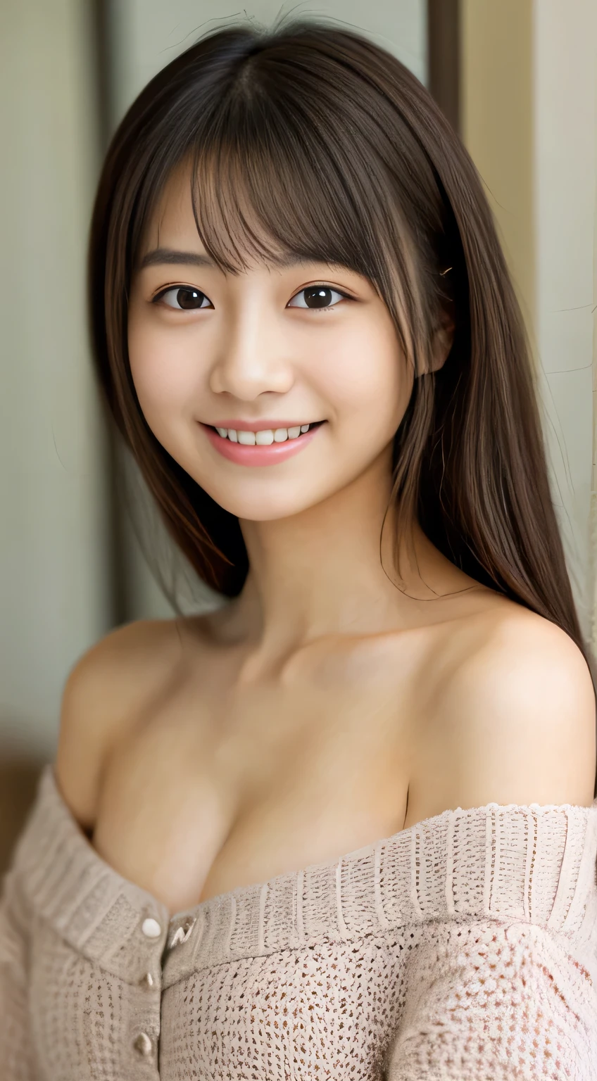 masterpiece,best quality,((completely naked)),(Japanese ),((Beautiful girl)),cleavage,indoor,(perfect body beauty:1.2),(shy smile),beautiful teeth,