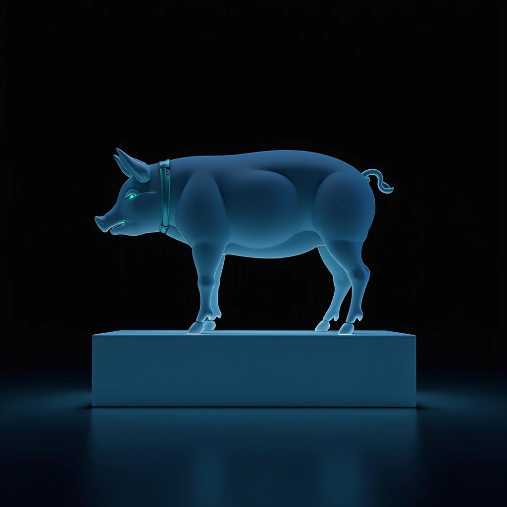 a bioluminescent Pig, black background, J_diagram <lora:J_diagram:0.8>