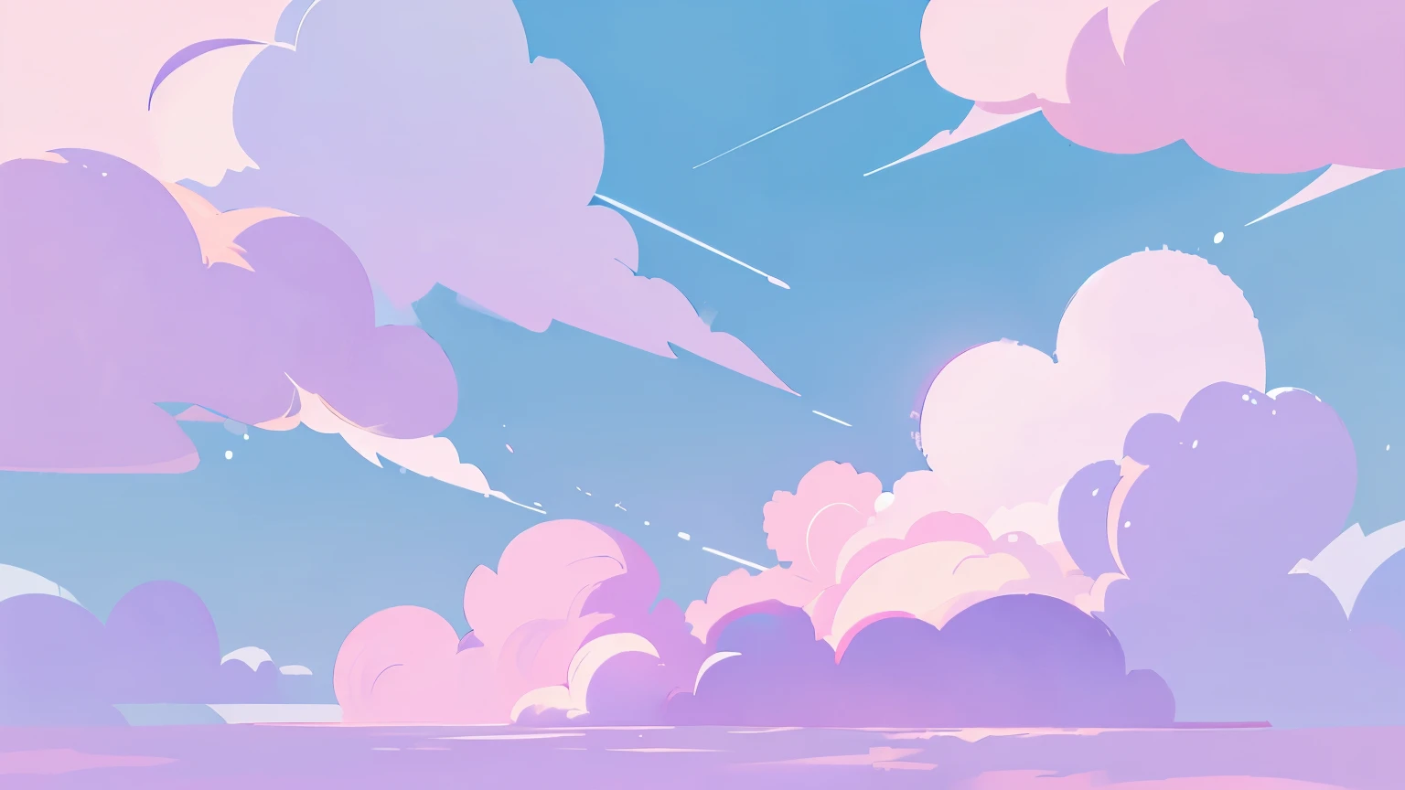 Cloud Above Cloud Background Illustration 、 Light Pastel Clouds、pink、Purple、light blue、 bright 、 Pastel Style Gentle Atmosphere、