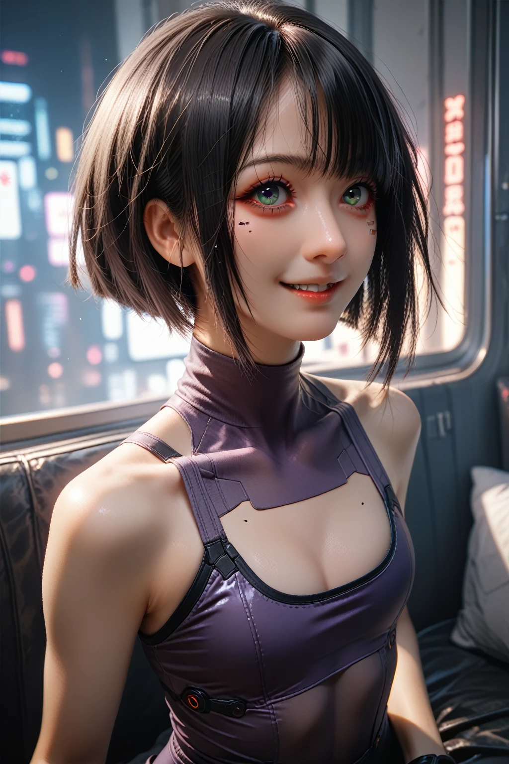 { 1 girl, ( Lots of cum:1.4), (Side view), (High Angle) }, break, { City Street, night }, break, { (masterpiece:1.6), (highest quality:1.8), (Realistic:1.8), (8K resolution:1.6) }, { Shallow depth of field, (neon side lighting:1.3) }, break, { Beautiful 24 years old, ((Sparkling blue eyes)), (smile:1.4),(Open your mouth, Sticking out tongue:1.4), (Glowing Skin:1.6), (Slender body:1.3), Huge breasts, (Shiny Neon Hair:1.6), (short hair:1.3), (Tight nipples:1.3) }, break, { ((Translucent skin-tight clothing)), (See through:1.6) pantyhose, ((pubic hair:0)), Off the shoulder }