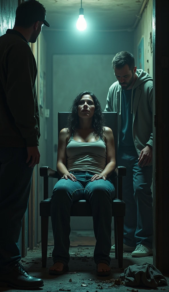 ((Detailed eyes)), bare feet, full body in container, dirty woman chained to a chair, white torn stockings, broken glasses, woman in container, desperate expression, worried alice in wonderland in container, concerned about future, brunette, realistic hands, photorealistic, grandpawds, 4k UHD, dark vibes, hyper detailed, epic composition, octane render, sharp focus, high resolution isometric, (film grain:1.3), The light is sparkling, high quality photography, 3 point lighting, flash with softbox, 4k, HDR, smooth, sharp focus, high resolution, (YES SFW:1.5), award winning photo, 80mm, f2.8, bokeh, (chained to a chair in container, bottle). [Entire scene is surrounded by mist, evoking a mysterious and eerie atmosphere. The lighting is dark and atmospheric, with smoke and fog adding a touch of sinister ambiance. Best quality image, HDR enhancement, showcasing the utmost level of detail and realism]. [8K, Best Quality, Ultra High Resolution, (highly detailed CG unity 8k wallpaper), (best photo), (best shadows), isometric 3D, octane rendering, ray tracing, highly detailed, (Best quality, 4K, 8k:1.2), absurdity, ultra detailed, (realistic, photorealistic, photorealistic:1.37), complex parts, HDR, (complex parts:1.12), (hyper detailed, hyper realistic, Soft lighting, spicy:1.2), (complex parts, Hyper detailed:1.15). Blurred foreground. (backlit), masterpiece, high quality, brightness, chromatic aberration, foggy smoke, shadows, contrast, (warm hue, warm tone), high details, natural reflections].