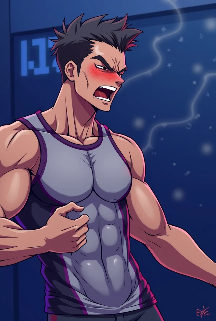 Ash Ketchum and Gary Oak from Pokémon sitting on a weight bench with shoulders slumped. Sweating. Wearing a bulging jockstrap. Staring blankly as he listens to hypnotic subliminals through headphones. Monitors mounted on the walls around him display pulsing spirals to keep him in trance as he assimilates with other meatheads and becomes a big dumb bodybuilder football jock. Open mouth. IQ drain. Dumber. Hypnosis. Trance. Brainwashing. Digital painting. Anime. Hyper swollen bulging crotch. Big muscles. Big traps. Big biceps. Big triceps. Broad shoulders. Big meaty hyper pecs. Bro. "I have to resist. Have to ... break free.... Have to ... have to..... I ... m-must.... I ... must...." Speaking in a dull monotone as he falls into trance. "Listen, ... repeat, ... conform, ... obey.... I ... I am sweaty. ... I am horny. ... I am sexy. ... I am dumb.... I'm just a mindless.... I'm just an empty, ... stupid, ... strong jock.... Sweat out smarts.... Be a meathead.... Listen, ... repeat, ... conform, ... obey, ... assimilate.... All will be dumb.... All will be jocks.... The muscle must flex. The muscle must spread. The muscle must grow. The muscle must obey.... I am a musclehead.... I obey...." Brute. Dumber and dumber. Mindless. Brainless. Musclehead. Hyper muscles. Mouth hanging open. Perspiring. Sweaty. Hypnotic trance. Entranced. Hypnotized. Brainwashed. Brainwashing. Hypnosis. Glowing eyes. Mindless stare. meathead. Brute. Brutish. Brutification. Transformation. meathead bodybuilder assimilation. Hairy. treasure trail. Flexing.