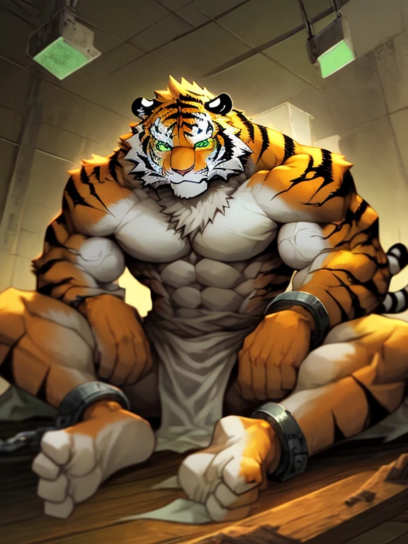 tiger, blonde hair, furry body, (very muscular, very heavyweight, thick build, pectorals, strong chest, abs, biceps:1.2), scars on body, blonde hairy chest, blonde abs hair, male, masculine, 4k, high resolution, detailed, correct anatomy, correct proportions, (dark fantasy background:1.2), (by blotch, by taran fiddler, rukis lighting:1.0), detailed shading, detailed lighting, detailed, sexy, strong, proud, detailed eyes, black eyes, (((full body))), ((big hard and long veiny penis and testis with cum:1.1)), ((bodybuilder)), no pants, ((NSFW)), (flat stomach:1.2), (tiger tail:1.2), (((squatting and spread legs))), blonde armpit hair, a lot of cum, cum over ab and chest, blonde fluffy pubic hair, (((jerk off)))