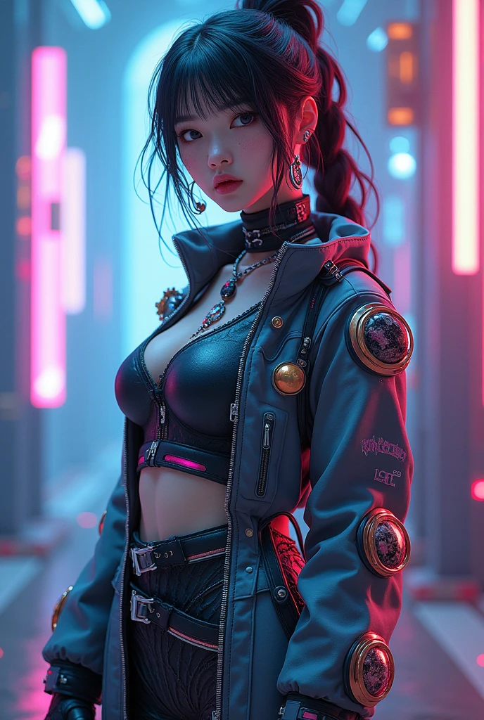 Beautiful photorealistic photograph of beautiful nekomata catgirl wearing tech jacket and assorted cyberpunk clothing and paraphernalia, colorful cyberpunk hairstyle, huge breasts, dynamic pose, cyberpunk street background, perfect ratio proportions, abstract beauty, approaching perfection, pure form, concept art, by Brian Froud and Carne Griffiths and Wadim Kashin and John William Waterhouse, intricate details, 8k post production, high resolution, hyperdetailed, trending on artstation, sharp focus, studio photo, intricate details, highly detailed